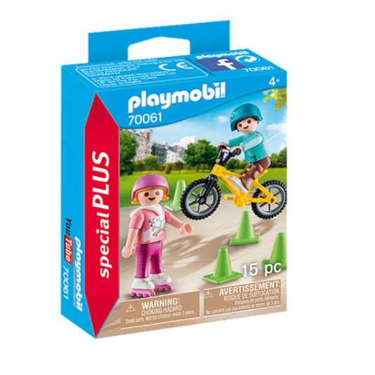 Playmobil Children with Skates and Bike
