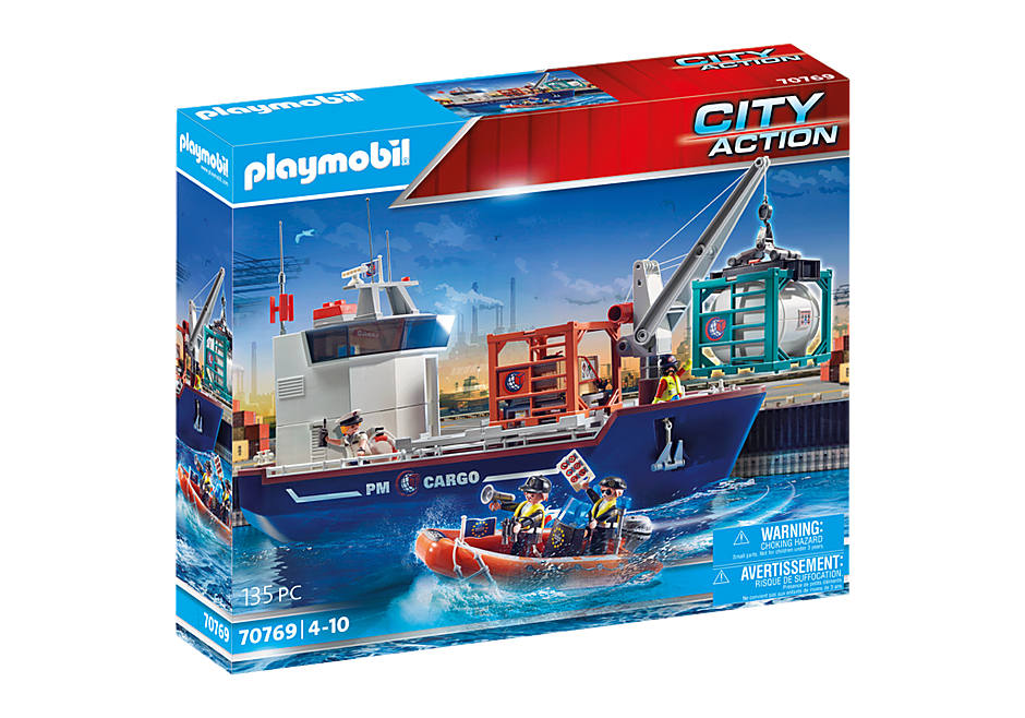 Playmobil Cargo Ship with Boat
